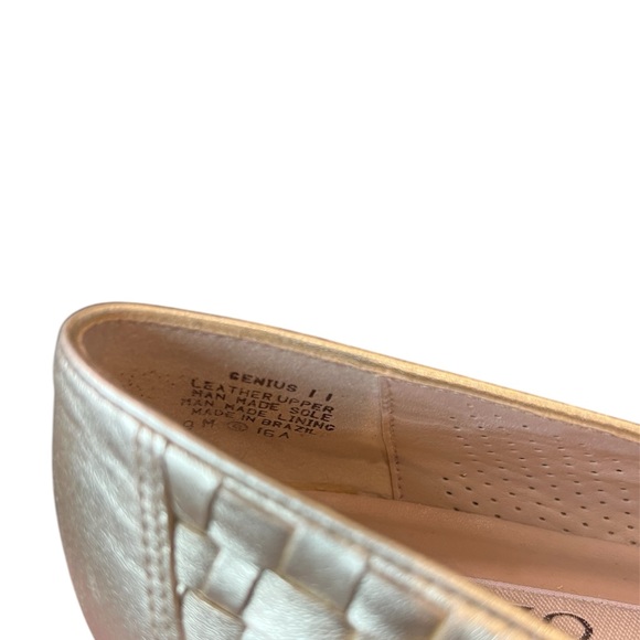 Vintage Enzo Angiolini Genius II Gold Woven Leather Women's Loafers 9M - Picture 6 of 7